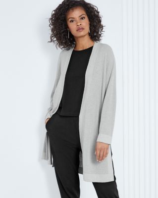 EILEEN FISHER Fine Organic Cotton & Silk Midi Cardigan | Garnet Hill