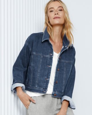 EILEEN FISHER Organic-Cotton Stretch-Denim Jacket