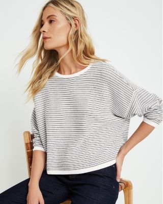 EILEEN FISHER Fine Organic Cotton & Silk Striped Sweater | Garnet Hill