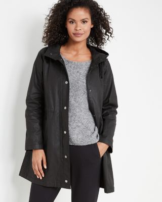 EILEEN FISHER Waxed-Organic-Cotton-Twill Hooded Coat | Garnet Hill