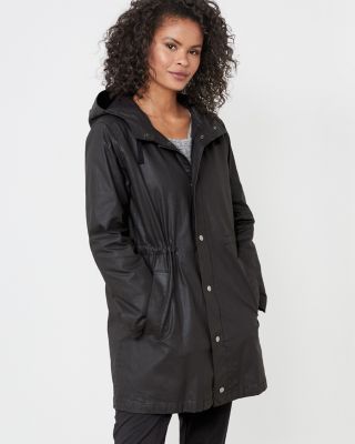 EILEEN FISHER Waxed Organic Cotton Twill Hooded Coat Regular