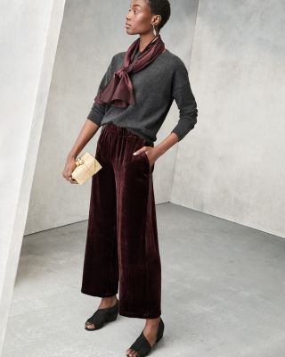 EILEEN FISHER Velvet Wide-Leg Ankle Pants | Garnet Hill