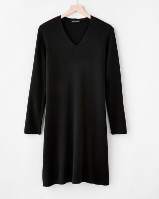 EILEEN FISHER Washable Wool Fine-Crêpe V-Neck Dress - Regular