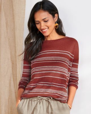 Boxy Linen Boatneck Sweater | Garnet Hill