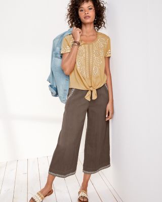 Gauze Palazzo Pants | Garnet Hill