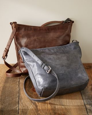 Buy the Frye Melissa Hobo Shoulder Bag Gray Leather