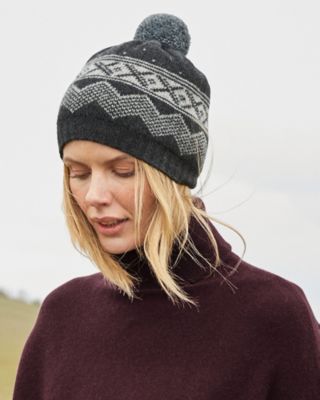 Portolano Novelty-Pattern Cashmere Hat | Garnet Hill display picture 1