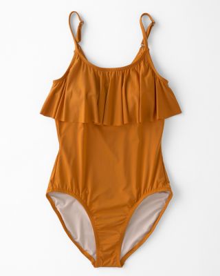 Garnet Hill Playa Ruffle Overlay One Piece Swimsuit Garnet Hill