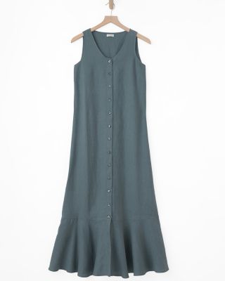 Linen Button-Front Maxi Dress | Garnet Hill
