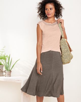 Organic-Linen Godet Skirt | Garnet Hill
