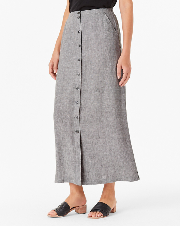 Linen Button-Front Maxi Skirt | Garnet Hill