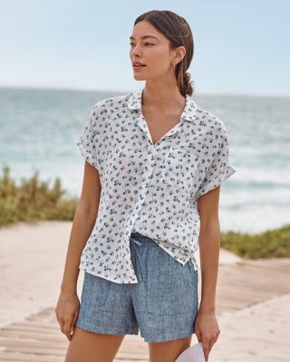 Women's 100% European Linen Short Sleeve Shirt