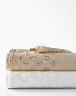 Eyelet Embellished-Trim Relaxed-Linen Sheets