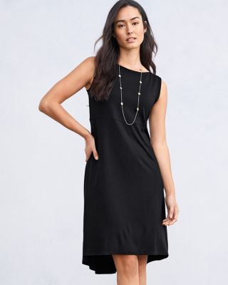 eileen fisher jersey tank dress Eileen Fisher Women's Jersey Scoopneck Midi-Dress Black