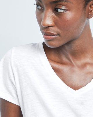 EILEEN FISHER Slubbed-Organic-Cotton V-Neck Tee | Garnet Hill