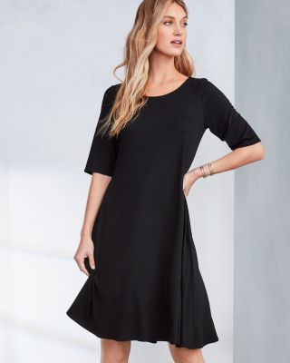 EILEEN FISHER Fine TENCEL™-Jersey Elbow-Sleeve Flare Dress - Petite ...