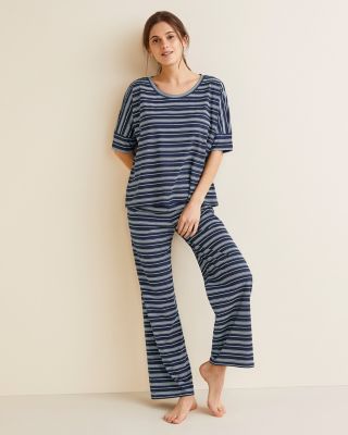 Relaxed Knit Fold-Over Pajamas | Garnet Hill