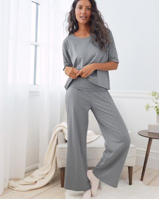 Relaxed Knit Fold-Over Pajamas | Garnet Hill