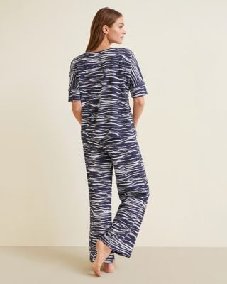 Relaxed Knit Fold-Over Pajamas | Garnet Hill