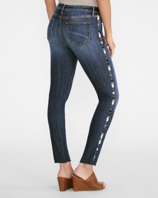 Driftwood Chevron Embroidered Skinny Jeans | Garnet Hill
