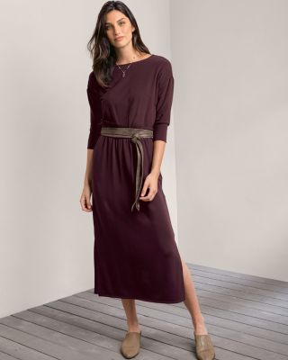 Bateau Neck Knit Midi Dress