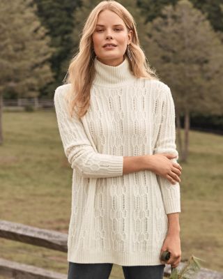 Oversized Cabled Turtleneck Sweater | Garnet Hill