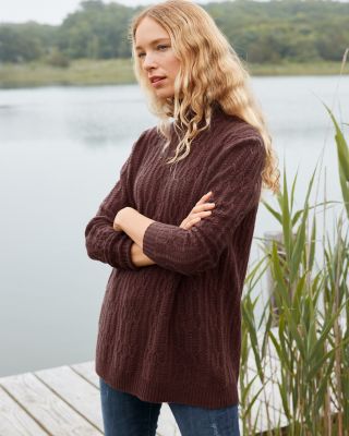 Oversized Cabled Turtleneck Sweater | Garnet Hill