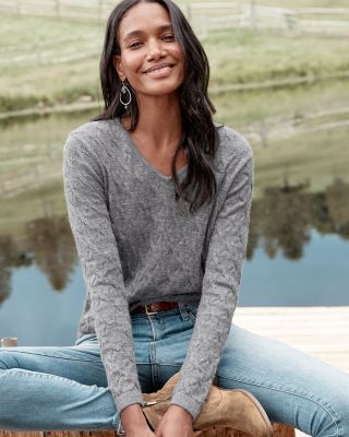 Alpaca & Cotton V-Neck Sweater | Garnet Hill