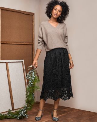 Scalloped Lace Midi Skirt | Garnet Hill
