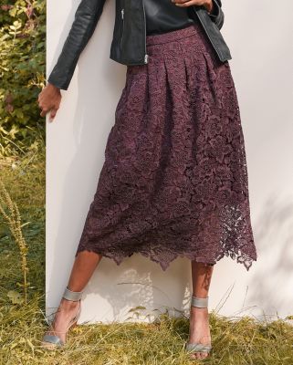 美品 Theory Bleecker Cotton Lace Skirt 黒 S Scalloped Lace Midi Skirt | Garnet Hill