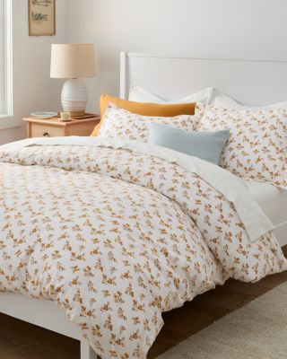 Cozy Vintage Floral Organic-Cotton Flannel Duvet Cover | Garnet Hill