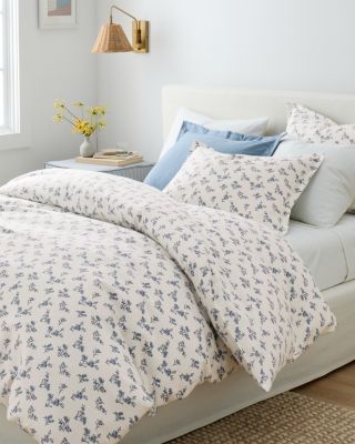 Blue Floral 100% Cotton Duvet Cover Set,cute Fresh Floral Bedding