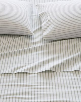 Cozy Ticking Organic-Cotton Flannel Sheets