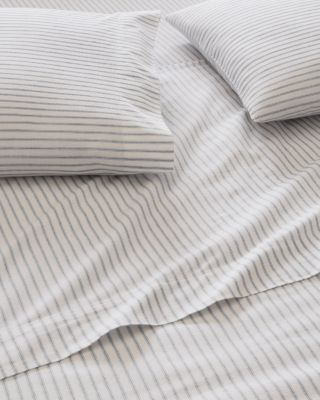 Cozy Ticking Organic-Cotton Flannel Sheets