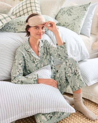 Cozy Ticking Organic-Cotton Flannel Duvet Cover | Garnet Hill