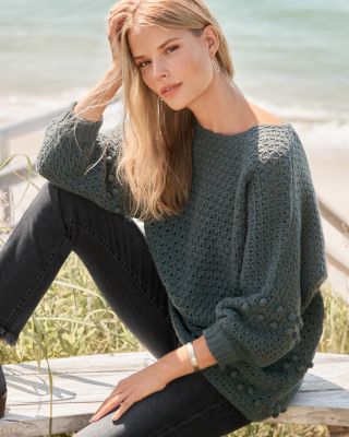 Recycled-Cashmere Bobble-Stitch Sweater | Garnet Hill