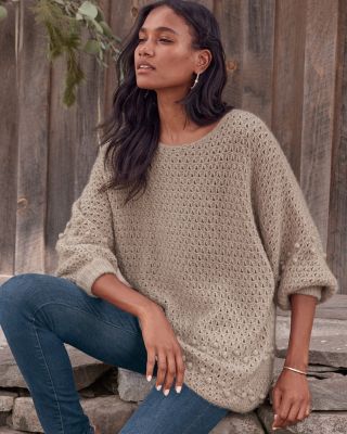 Recycled-Cashmere Bobble-Stitch Sweater