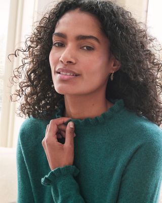 Cashmere Ruffled-Mock-Neck Sweater | Garnet Hill