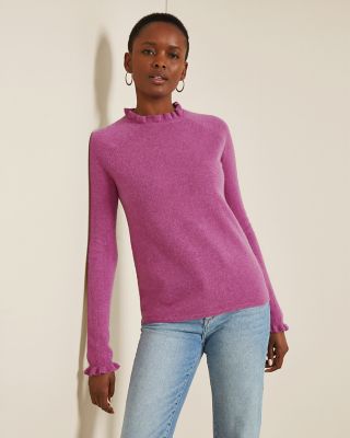 Cashmere Ruffled-Mock-Neck Sweater | Garnet Hill