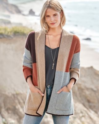 Cashmere Color-Block Cardigan | Garnet Hill
