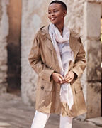 Coated-Linen Hooded Coat