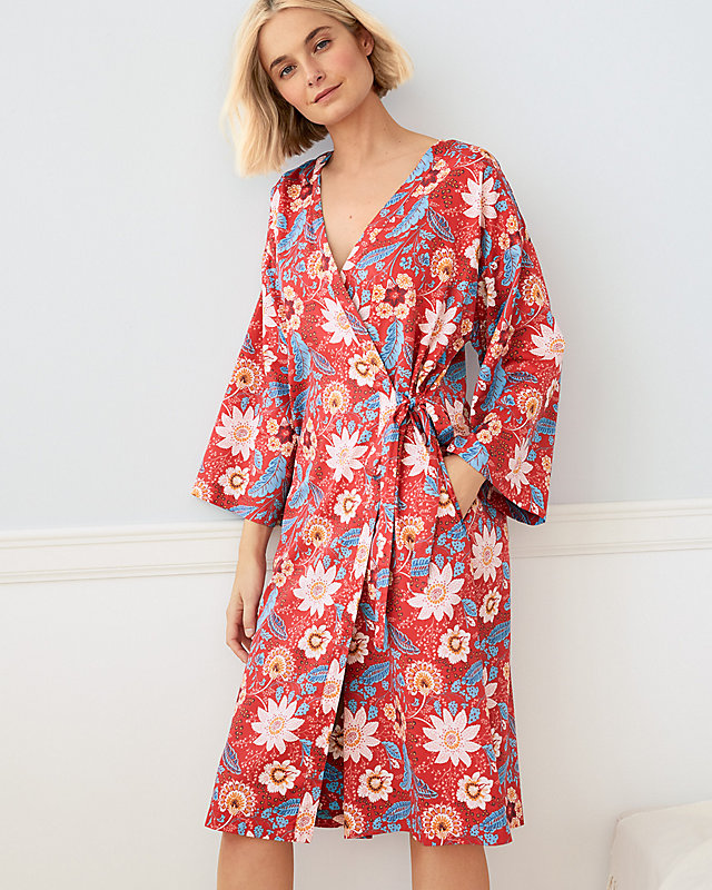 Washed Pima Sateen Kimono Robe | Garnet Hill