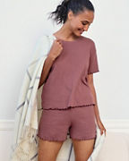 Modern Texture-Knit Shorty Pajamas