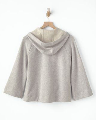 Pull à Capuche Femme Garnet Hill - Gris, Taille L (LG) - Oversize, Zippé Latéral, Doublé