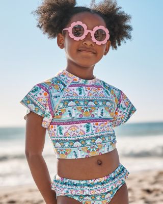 Girls' Short-Sleeve Cropped Rashguard