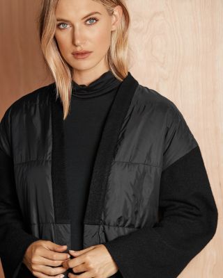EILEEN FISHER Quilted Recycled-Nylon & Boiled-Wool Coat | Garnet Hill