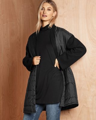 EILEEN FISHER Quilted Recycled-Nylon & Boiled-Wool Coat | Garnet Hill