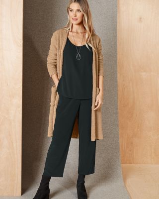EILEEN FISHER TENCEL™/Viscose Crêpe Slouchy Cropped Pants | Garnet