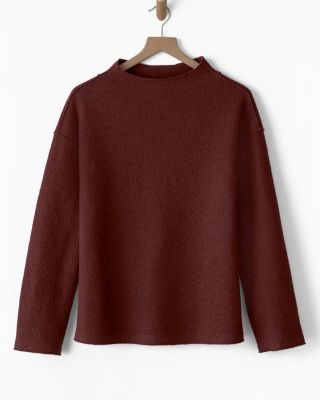 EILEEN FISHER Lightweight Boiled-Wool Funnel-Neck Boxy Top | Garnet Hill