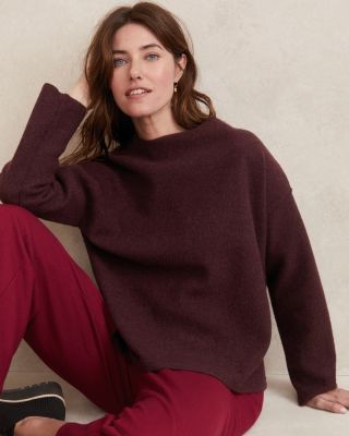 EILEEN FISHER Lightweight Boiled Wool Funnel-Neck Boxy Top